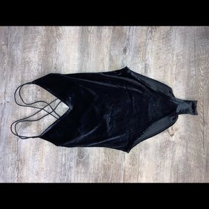 Black velvet one piece tank